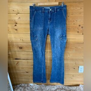 Vintage GG Jeans Dark Blue Denim Cargo Jeans Deep Pockets Women’s 10 Boho Grunge